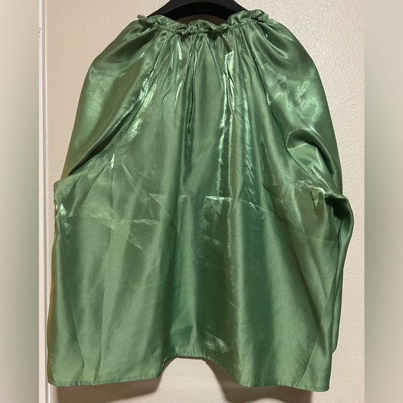 NWOT SHEIN curve Green shimmery raglan long sleeve blouse w/ tie-size 1xl - Picture 3 of 8